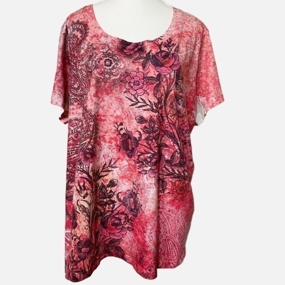 Appropriate Behavior Pink Floral Y2K Vibes Short Sleeve Shirt